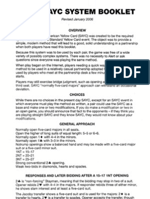 Standard bidding at bridge with sayc pdf to excel format